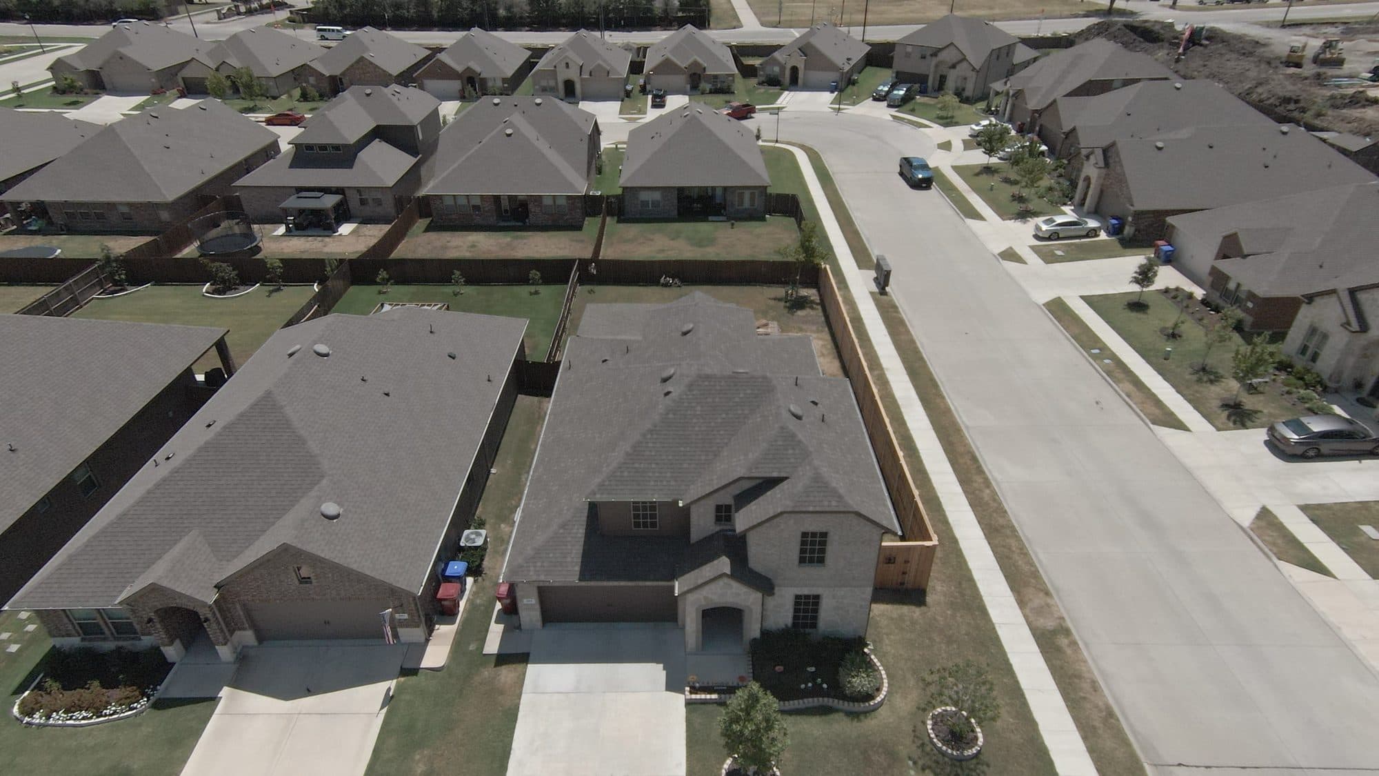 Street-level aerial of the subdivision, Royse City, TX