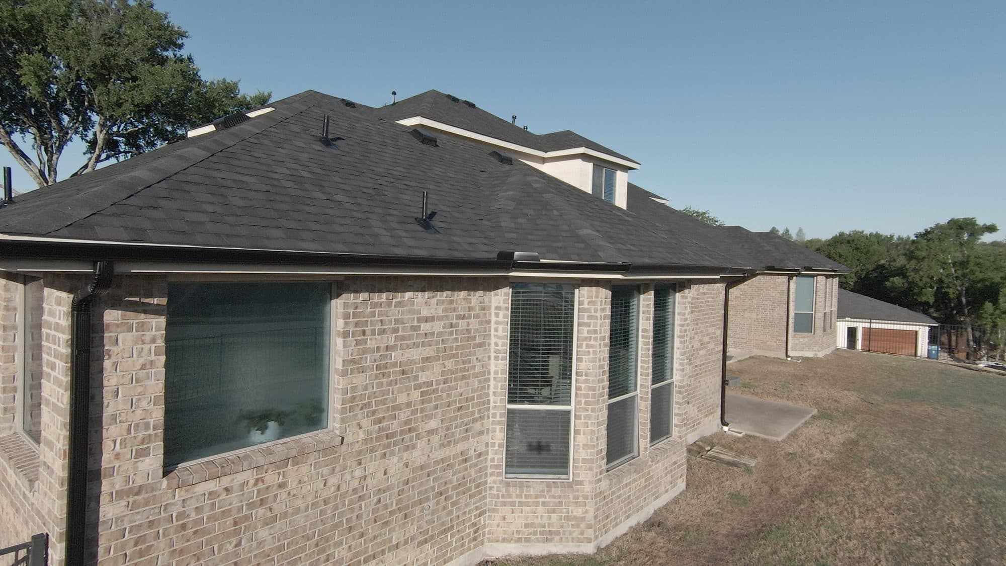 Completed shingle roof, side view, Sunnyvale, TX
