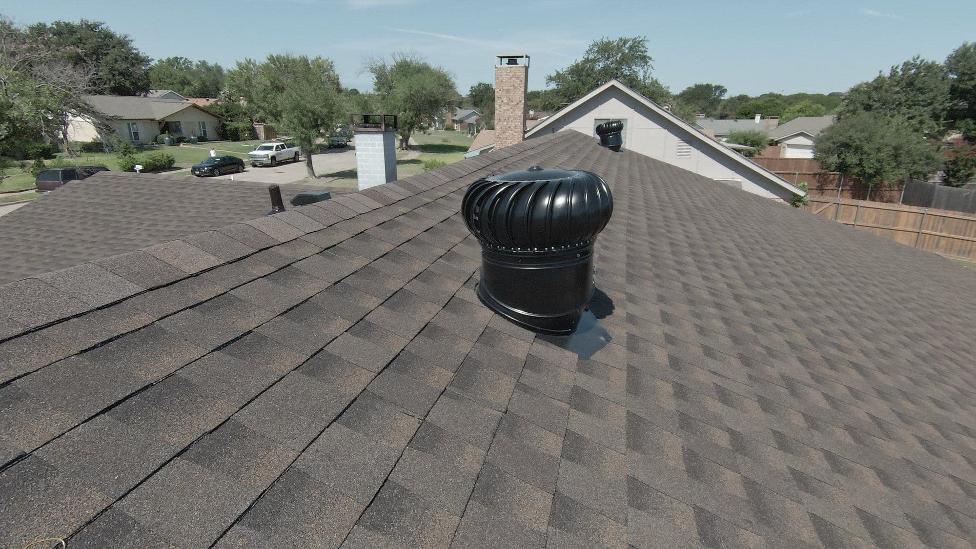 New turbine vent on new architectural shingles, Garland, TX